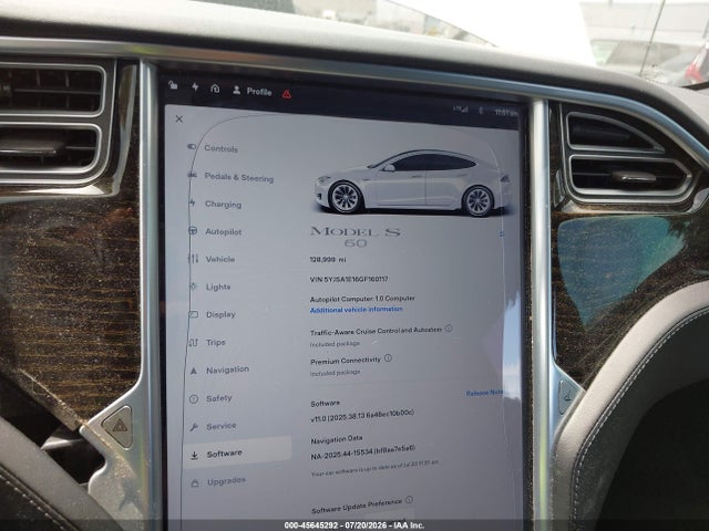 Продаж на аукціоні авто 2016 Tesla Model S 60/70/75/85, vin: 5YJSA1E16GF160117, номер лоту: 45645292