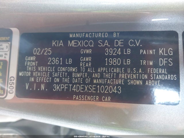 KIA K4 Lxs 2025 3KPFT4DEXSE102043 Image 9