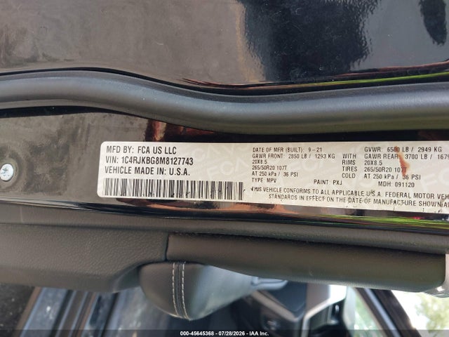 Продажа на аукционе авто 2021 Jeep Grand Cherokee L Limited 4x4, vin: 1C4RJKBG8M8127743, номер лота: 45645368