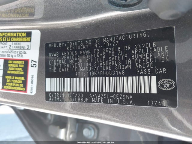 4T1S11BK4PU083148 Toyota Camry Se Awd