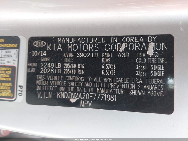 KIA Soul 2015 KNDJN2A20F7771981 Image 9