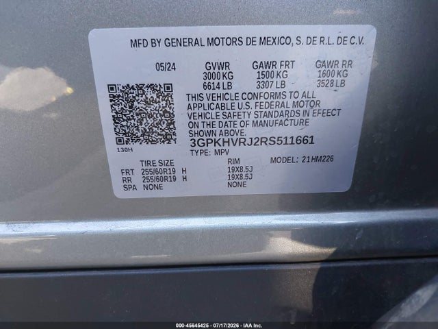 Продаж на аукціоні авто 2024 Honda Prologue Ex, vin: 3GPKHVRJ2RS511661, номер лоту: 45645425