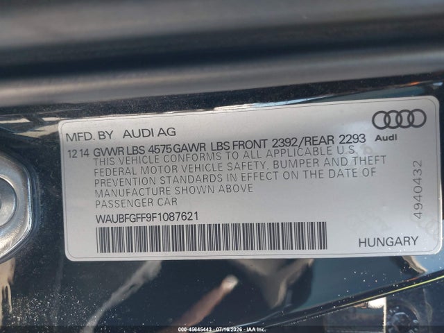 Audi A3 2.0t Premium 2015 WAUBFGFF9F1087621 Image 9