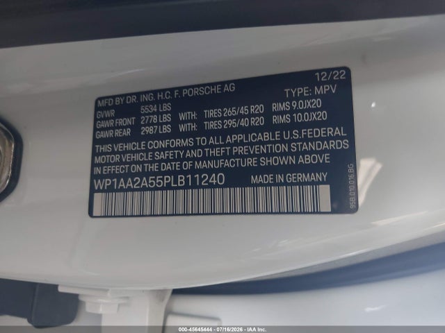 Aukcja sprzedaży 2023 Porsche Macan T, vin: WP1AA2A55PLB11240, numer aukcji: 45645444