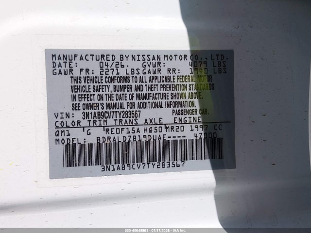 Nissan SENTRA SV 2026 3N1AB9CV7TY283567 Image 9