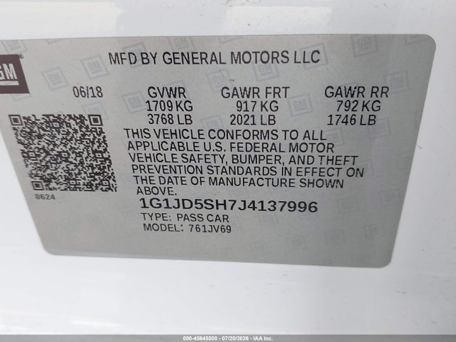 Chevrolet Sonic Lt Auto 2018 1G1JD5SH7J4137996 Image 9