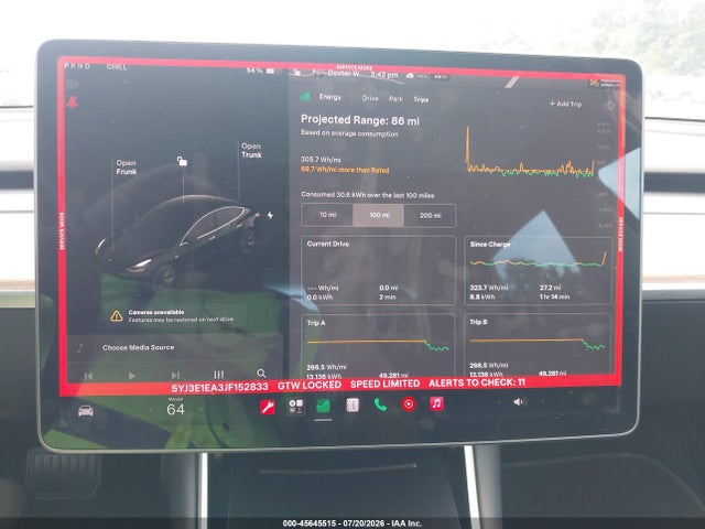 Продажа на аукционе авто 2018 Tesla Model 3 Long Range/mid Range, vin: 5YJ3E1EA3JF152833, номер лота: 45645515