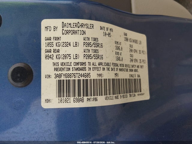 Продаж на аукціоні авто 2006 Chrysler Pt Cruiser Limited, vin: 3A8FY68876T244605, номер лоту: 45645516