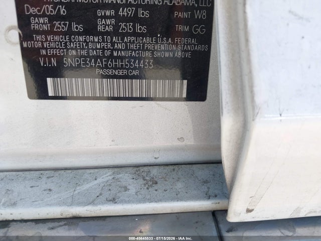 Hyundai Sonata Limited 2017 5NPE34AF6HH534433 Image 9