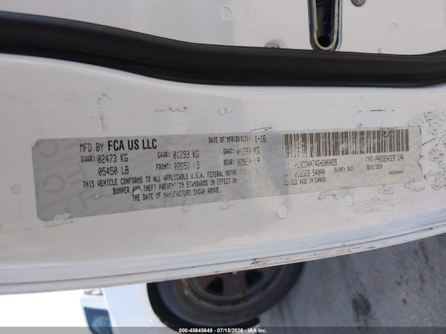 45645648 :رقم المزاد ، 2C3CDXAT4GH206029 vin ، 2016 Dodge Charger Police مزاد بيع