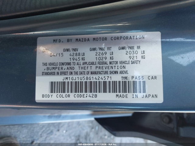 JM1GJ1U58G1424571 Mazda Mazda6 I Sport