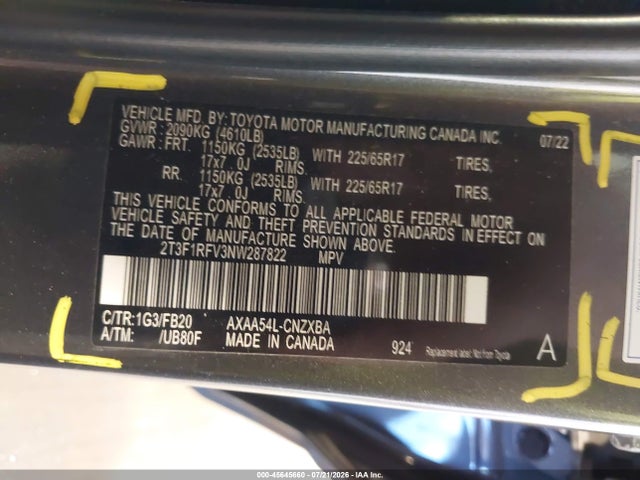Toyota RAV4 LE 2022 2T3F1RFV3NW287822 Image 9