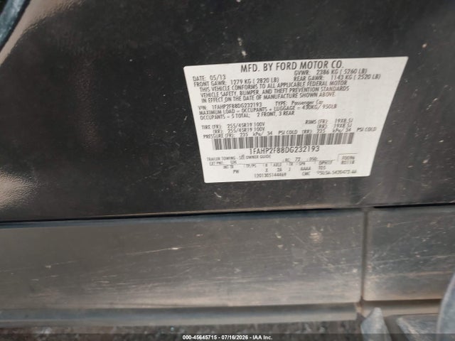 2013 Ford Taurus Limited მანქანა იყიდება აუქციონზე, vin: 1FAHP2F88DG232193, აუქციონის ნომერი: 45645715