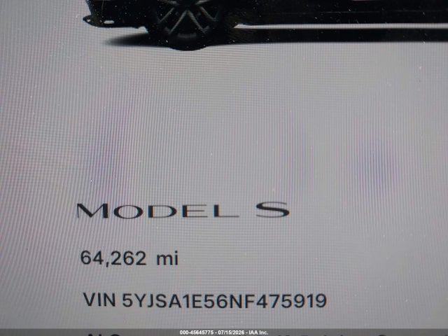 Продажа на аукционе авто 2022 Tesla Model S Dual Motor All-wheel Drive, vin: 5YJSA1E56NF475919, номер лота: 45645775