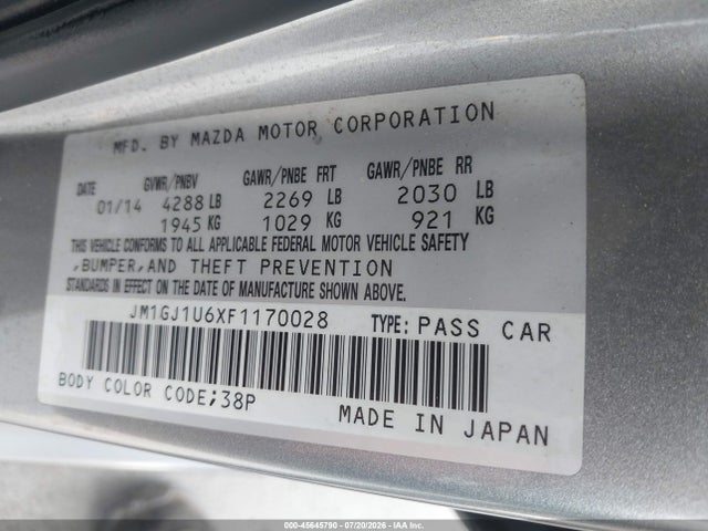 JM1GJ1U6XF1170028 Mazda Mazda6 I Sport