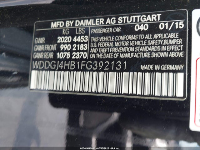 2015 Mercedes-benz C 250 მანქანა იყიდება აუქციონზე, vin: WDDGJ4HB1FG392131, აუქციონის ნომერი: 45645835