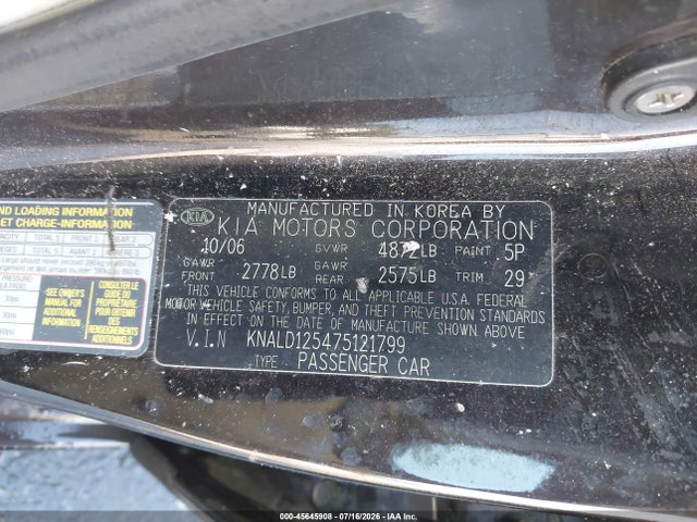 Продаж на аукціоні авто 2007 Kia Amanti, vin: KNALD125475121799, номер лоту: 45645908
