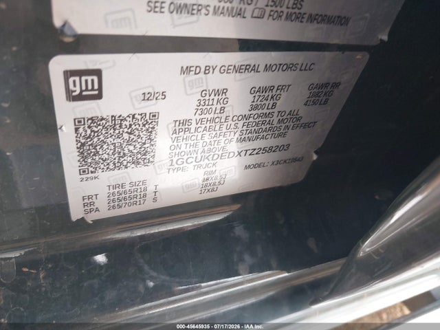 1GCUKDEDXTZ258203 Chevrolet Silverado 1500 4wd Standard Bed Lt