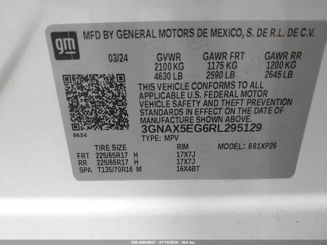 Chevrolet Equinox Awd 1fl 2024 3GNAX5EG6RL295129 Image 9