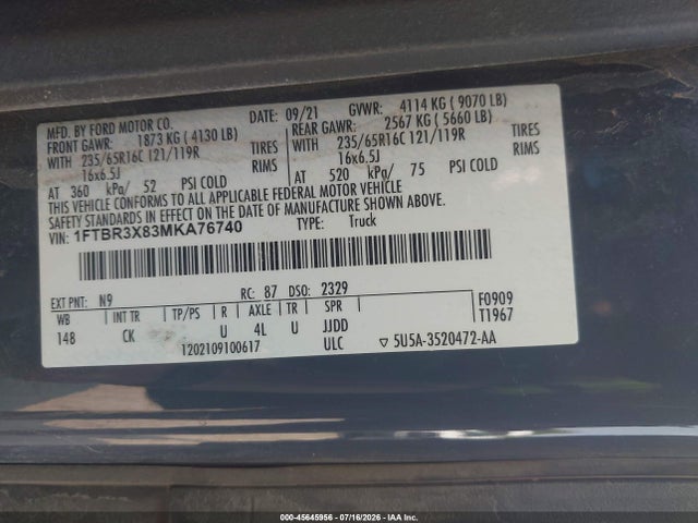 Ford Transit-250 Cargo Van 2021 1FTBR3X83MKA76740 Image 9