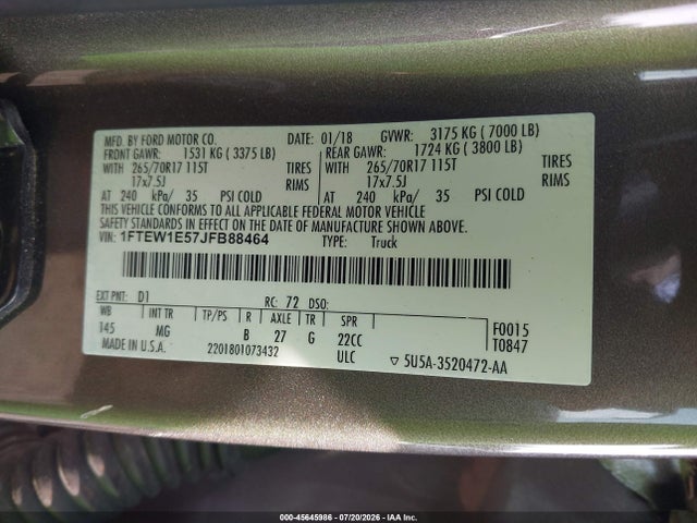 Ford F-150 Xlt 2018 1FTEW1E57JFB88464 Image 9