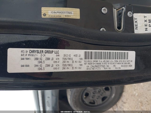 45646012 :رقم المزاد ، 1C4NJPBA2ED777023 vin ، 2014 Jeep Patriot Sport مزاد بيع