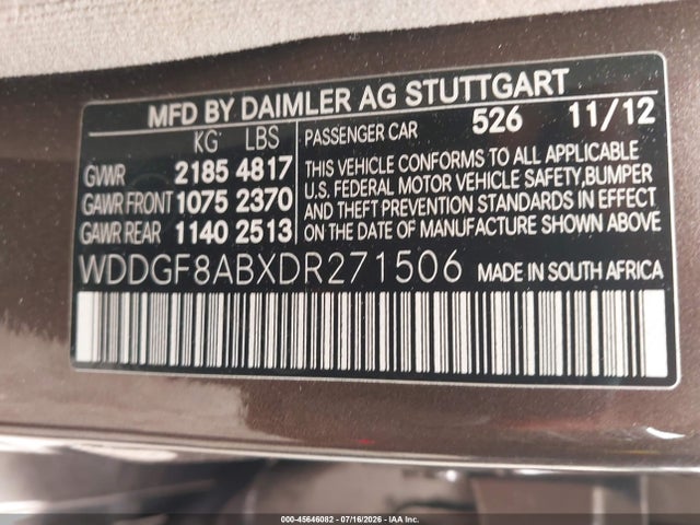 Aukcja sprzedaży 2013 Mercedes-benz C 300 Luxury 4matic, vin: WDDGF8ABXDR271506, numer aukcji: 45646082