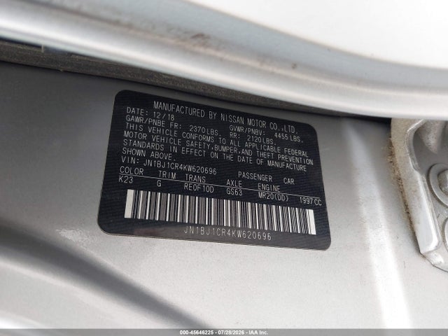 JN1BJ1CR4KW620696 Nissan Rogue Sport S
