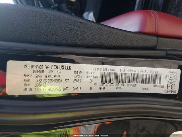 1C4SDJCT1KC721843 Dodge Durango R/t