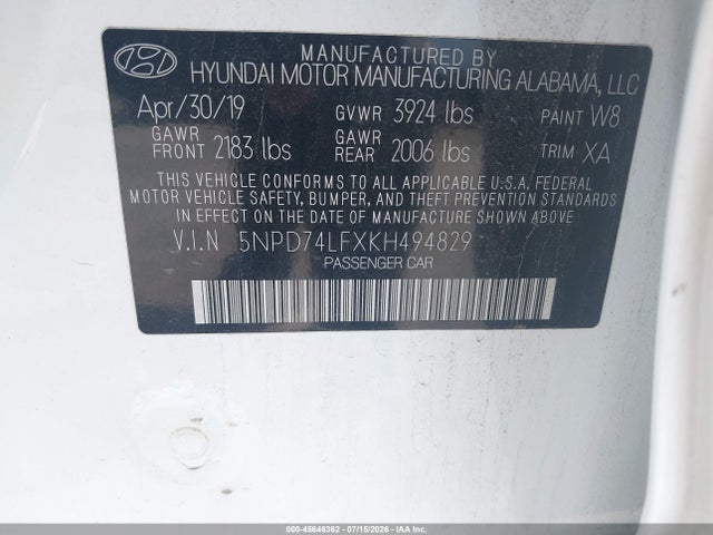 Hyundai ELANTRA SE 2019 5NPD74LFXKH494829 Image 9