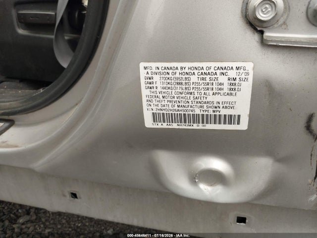 Aukcja sprzedaży 2010 Acura Mdx, vin: 2HNYD2H26AH500745, numer aukcji: 45646411