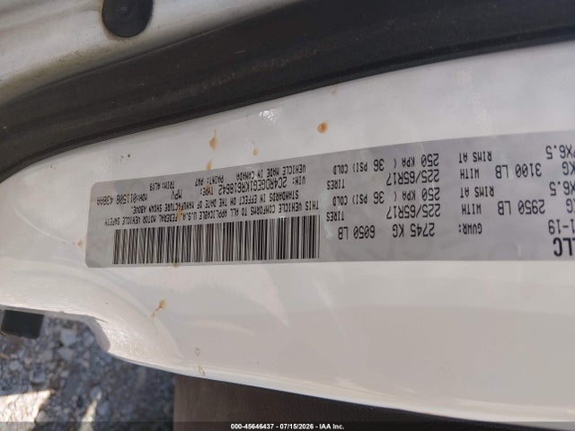 45646437 :رقم المزاد ، 2C4RDGEG1KR618642 vin ، 2019 Dodge Grand Caravan Gt مزاد بيع