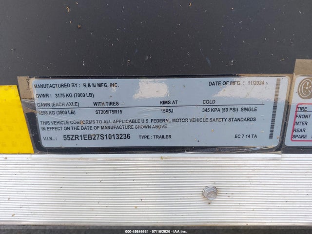 R And M Enclosed Trailer 2025 55ZR1EB27S1013236 Image 9