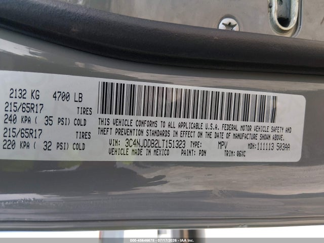 2020 Jeep Compass Trailhawk 4x4 მანქანა იყიდება აუქციონზე, vin: 3C4NJDDB2LT151323, აუქციონის ნომერი: 45646678