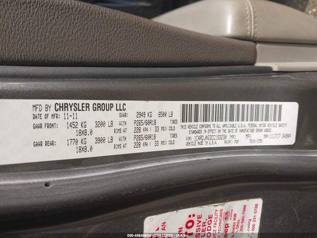 Продажа на аукционе авто 2012 Dodge Durango Sxt, vin: 1C4RDJAG3CC193230, номер лота: 45646694