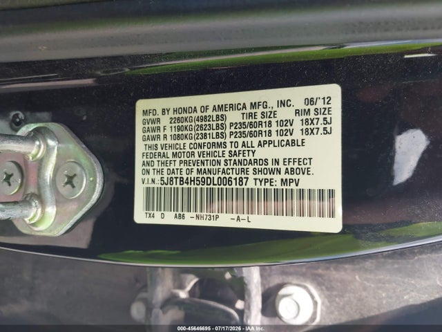 Продаж на аукціоні авто 2013 Acura Rdx, vin: 5J8TB4H59DL006187, номер лоту: 45646695