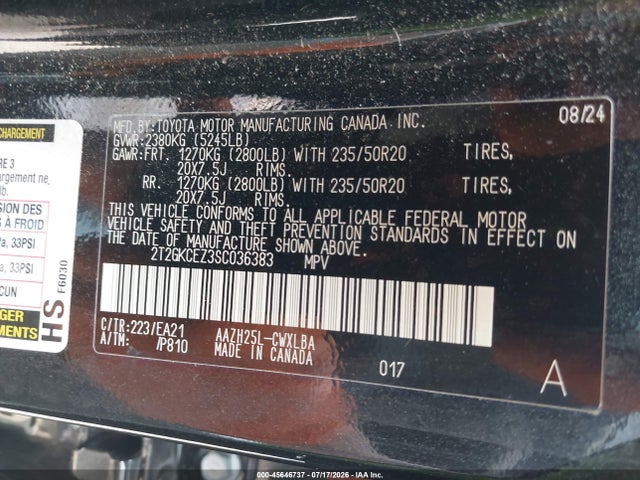 45646737 :رقم المزاد ، 2T2GKCEZ3SC036383 vin ، 2025 Lexus Nx 350h Premium مزاد بيع