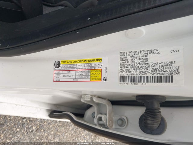45646772 :رقم المزاد ، 19UUB7F02MA000577 vin ، 2021 Acura Tlx Type S مزاد بيع