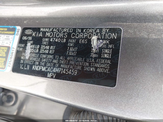 Продажа на аукционе авто 2017 Kia Sportage Lx, vin: KNDPMCAC4H7145459, номер лота: 45646797