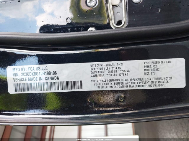 Aukcja sprzedaży 2020 Dodge Charger Sxt Rwd, vin: 2C3CDXBG1LH190108, numer aukcji: 45646845