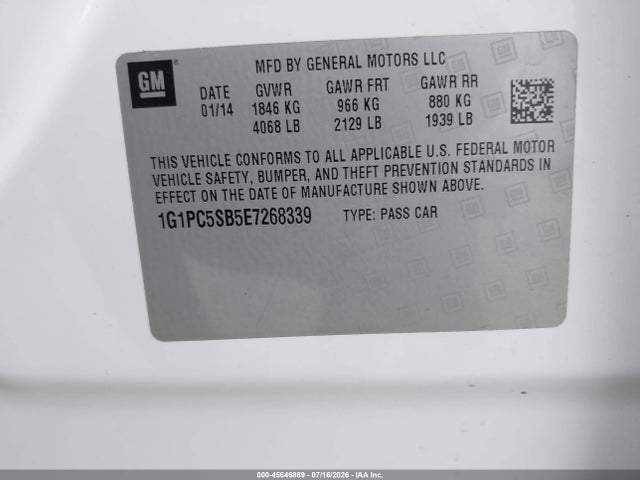 Chevrolet Cruze 1lt Auto 2014 1G1PC5SB5E7268339 Image 9
