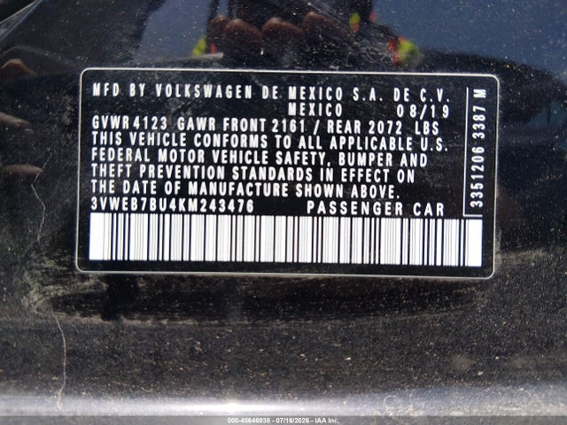 3VWEB7BU4KM243476 Volkswagen Jetta 1.4t Sel