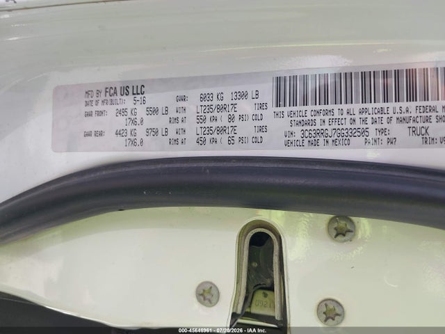 RAM 3500 Tradesman 2016 3C63RRGJ7GG332505 Image 9