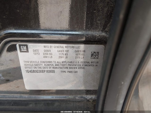 Aukcja sprzedaży 2014 Buick Lacrosse Leather Group, vin: 1G4GB5G3XEF183655, numer aukcji: 45646985