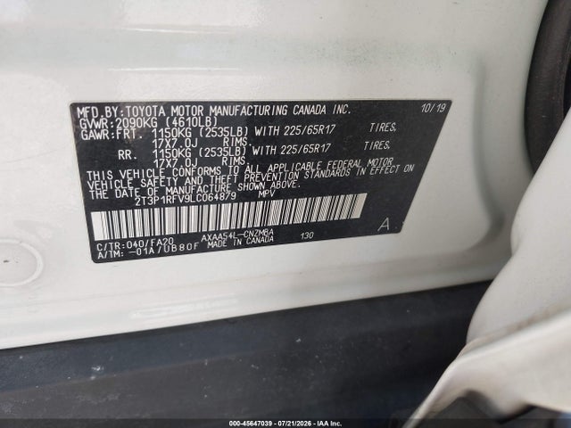 Toyota Rav4 Xle 2020 2T3P1RFV9LC064879 Image 9