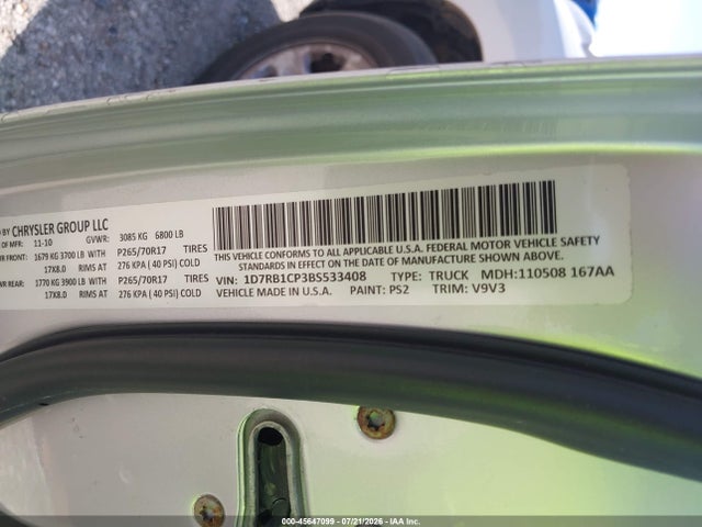 Aukcja sprzedaży 2011 Ram Ram 1500 St, vin: 1D7RB1CP3BS533408, numer aukcji: 45647099