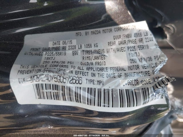 45647160 :رقم المزاد ، JM3KE4DY5G0672686 vin ، 2016 Mazda Cx-5 Grand Touring مزاد بيع