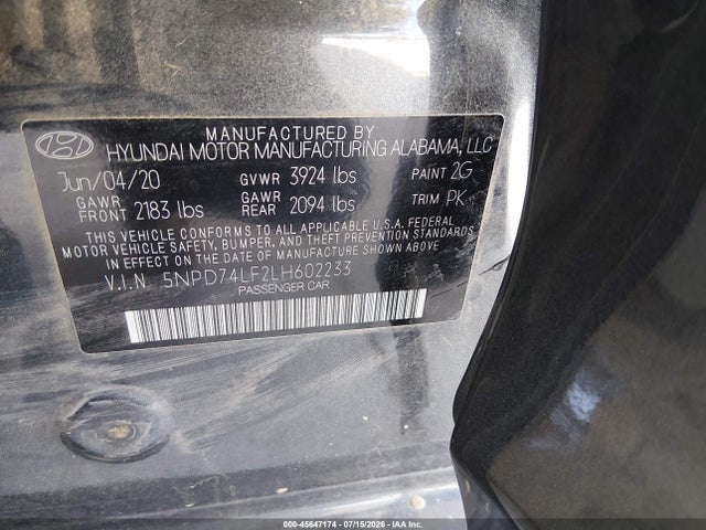 Hyundai ELANTRA SE 2020 5NPD74LF2LH602233 Image 9