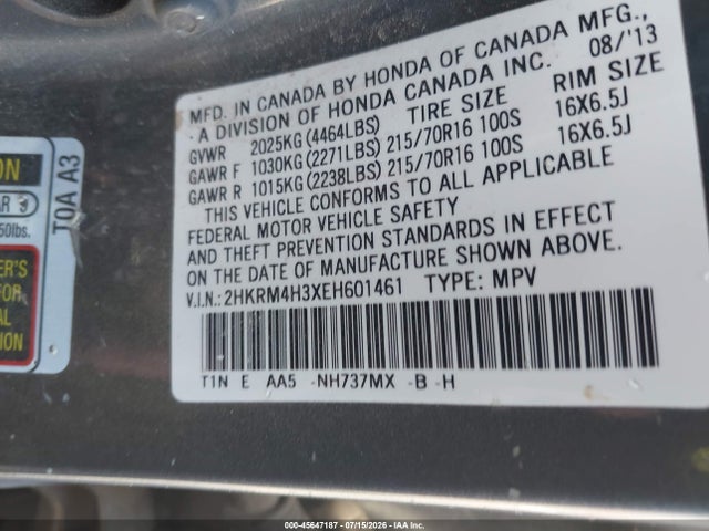 Honda CR-V LX 2014 2HKRM4H3XEH601461 Image 9