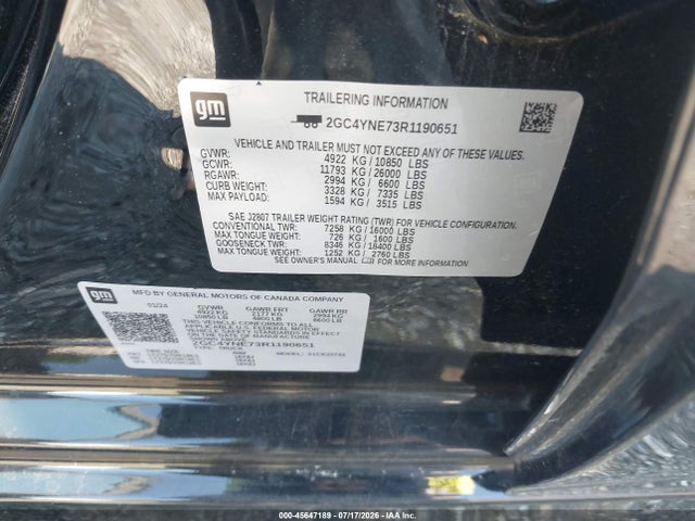 2024 Chevrolet Silverado 2500hd 4wd  Standard Bed Lt მანქანა იყიდება აუქციონზე, vin: 2GC4YNE73R1190651, აუქციონის ნომერი: 45647189
